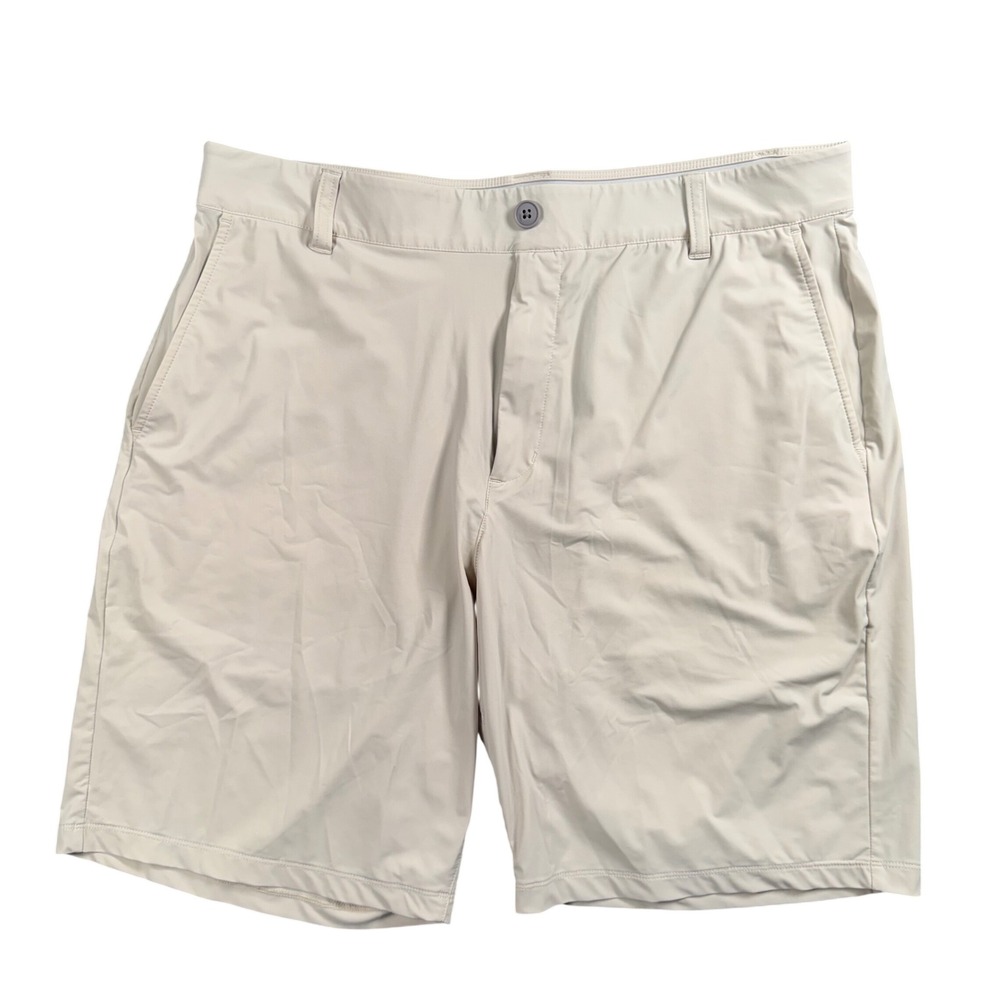 Johnnie-O Fusion Performance Shorts Mens 36 Stone Beige Golf Technical